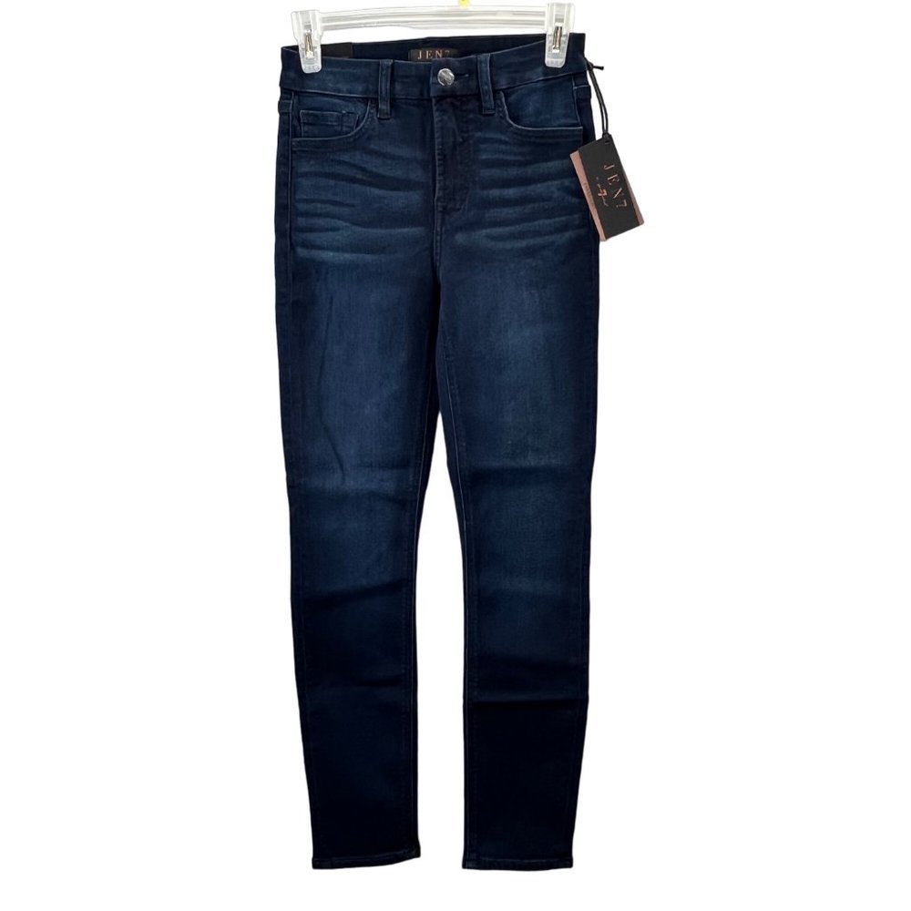 7 For All Mankind Jen7 Ankle Skinny Jeans size 0 Dark Blue Sculpting Panel NWT